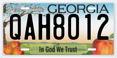 GA license plate QAH8012