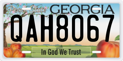 GA license plate QAH8067
