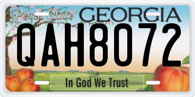GA license plate QAH8072