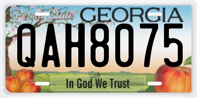 GA license plate QAH8075