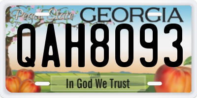 GA license plate QAH8093