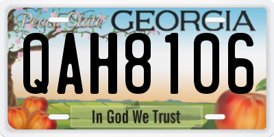 GA license plate QAH8106