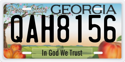 GA license plate QAH8156