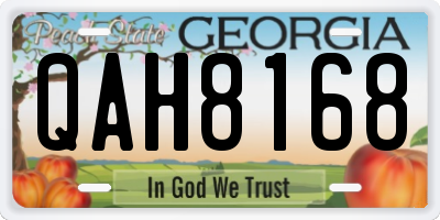 GA license plate QAH8168