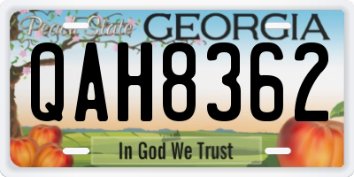 GA license plate QAH8362