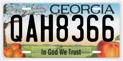 GA license plate QAH8366