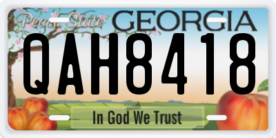 GA license plate QAH8418