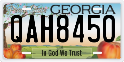 GA license plate QAH8450