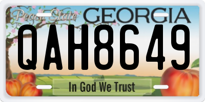 GA license plate QAH8649
