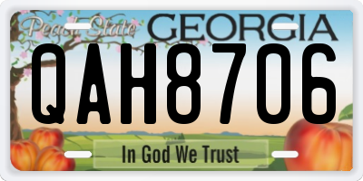 GA license plate QAH8706