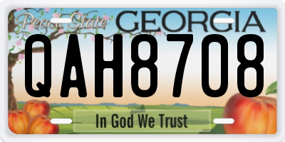 GA license plate QAH8708