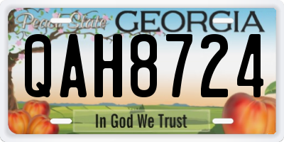 GA license plate QAH8724