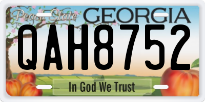GA license plate QAH8752