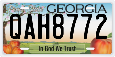 GA license plate QAH8772