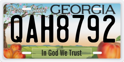 GA license plate QAH8792