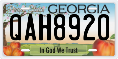 GA license plate QAH8920