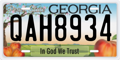 GA license plate QAH8934