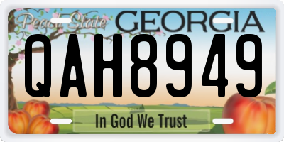 GA license plate QAH8949