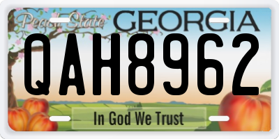 GA license plate QAH8962
