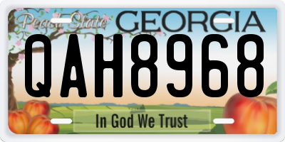 GA license plate QAH8968