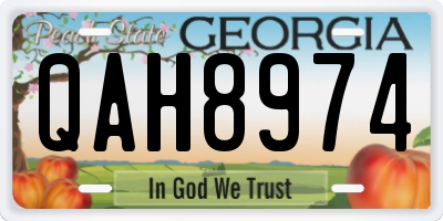 GA license plate QAH8974