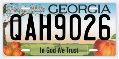 GA license plate QAH9026
