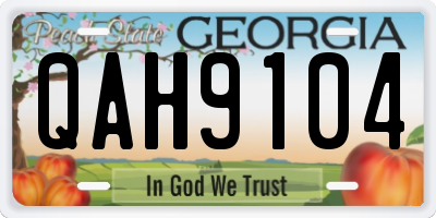 GA license plate QAH9104