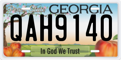 GA license plate QAH9140