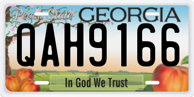 GA license plate QAH9166