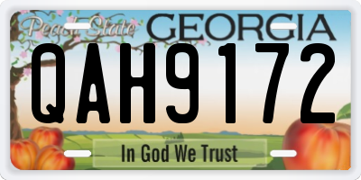 GA license plate QAH9172