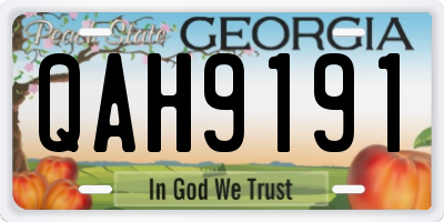 GA license plate QAH9191