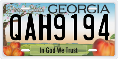 GA license plate QAH9194