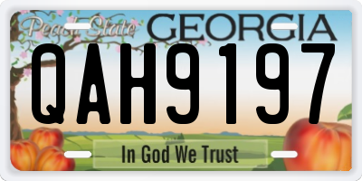 GA license plate QAH9197