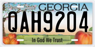 GA license plate QAH9204