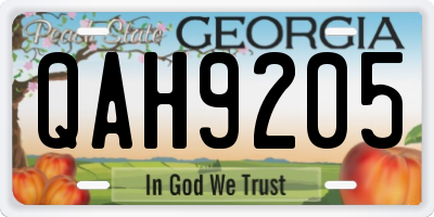 GA license plate QAH9205