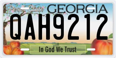 GA license plate QAH9212