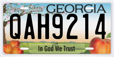 GA license plate QAH9214