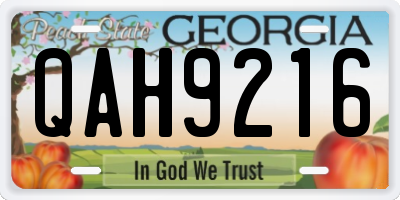 GA license plate QAH9216