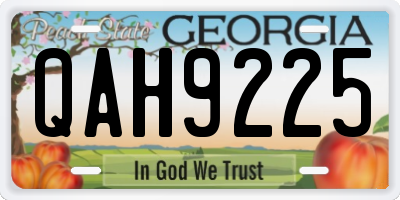 GA license plate QAH9225