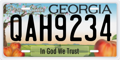 GA license plate QAH9234