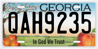 GA license plate QAH9235