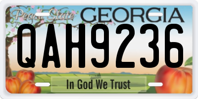 GA license plate QAH9236