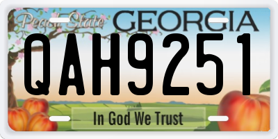 GA license plate QAH9251