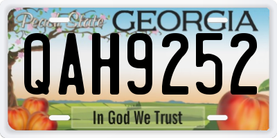 GA license plate QAH9252