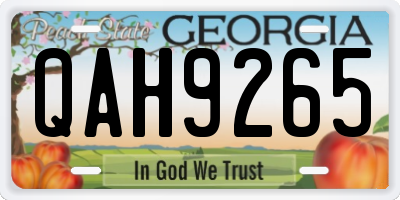 GA license plate QAH9265