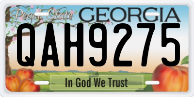 GA license plate QAH9275