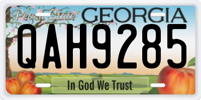 GA license plate QAH9285