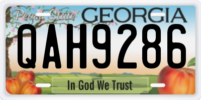 GA license plate QAH9286