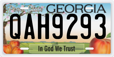 GA license plate QAH9293