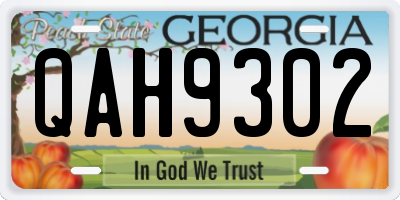 GA license plate QAH9302